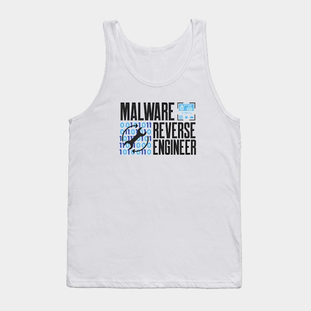 Cybersecurity Malware Reverse Engineer Icons Blue Tank Top by FSEstyle